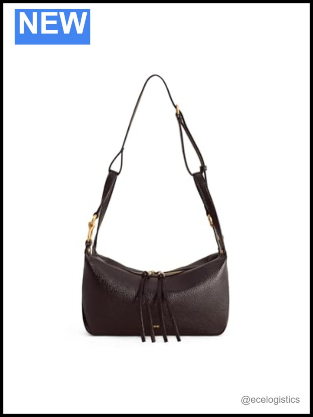 Vegan Leather Crossbody Bag with Gold Hardware, Adjustable Strap